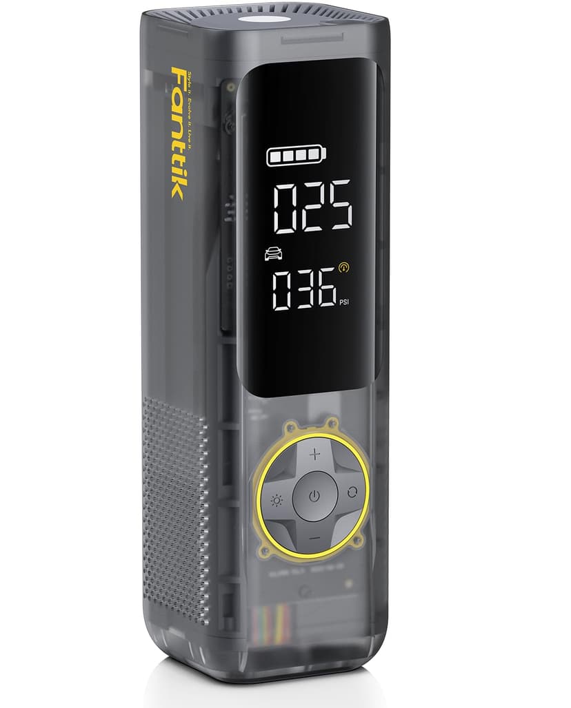 Fanttik X8 APEX Tire Inflator Portable Air Compressor, 1 Min Fast Inflation | 150PSI Cordless Tire Inflator with LED Dual Screen, Handed Inflator for Car, Bike, Motorcycle, Mechanical Gray