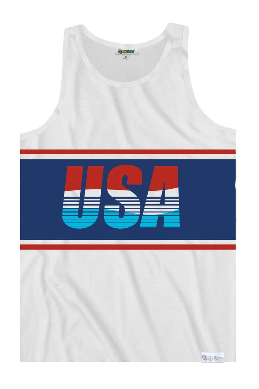 Tipsy Elves 4th of July Tank Tops Mens USA Sleeveless Shirts Retro Patriotic American Flag Tanks for Men