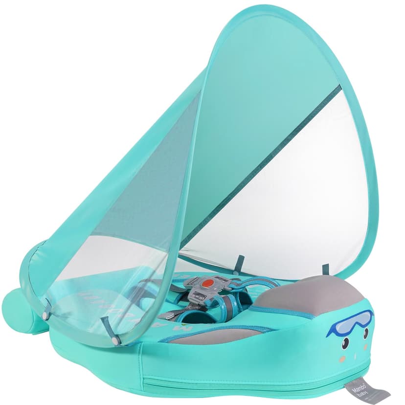 Mambobaby Float with Canopy Size Improved Non Inflatable Infant Baby Pool Float Smart Mambo Float Swim Trainer Baby Swim Float Mambo Baby Float Solid Air Free Water Waist Swimming Ring