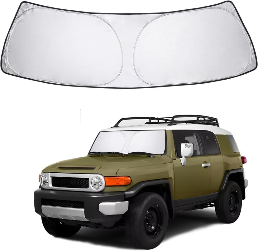 Proadsy Custom Fit Car Windshield Sun Shade for 2007-2014 Toyota FJ Cruiser | 240T Heat Shield, Drops Temp 54°F, Blocks 99% UV, Prevents Dashboard Cracking, Summer Parking & Beach Trips, Easy Twist-Fo