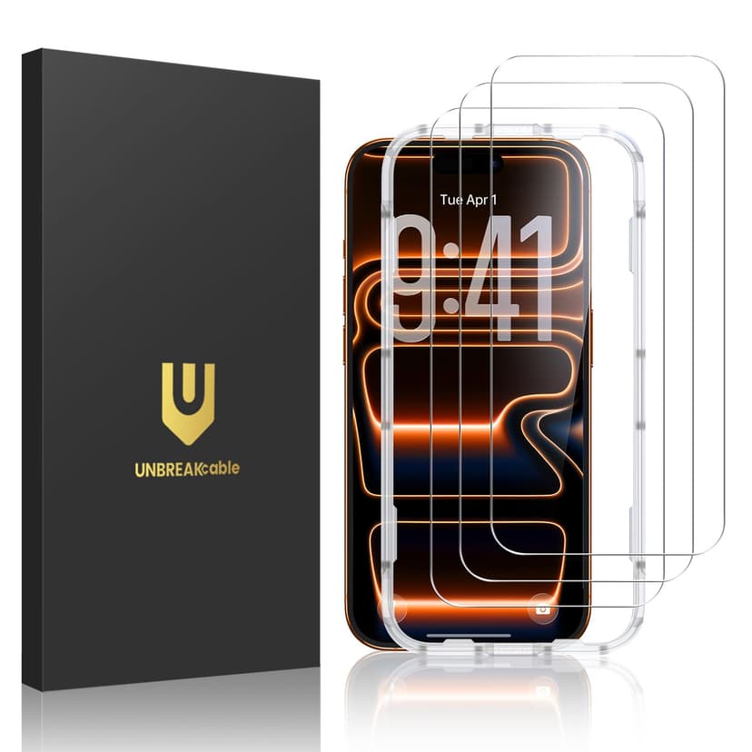 UNBREAKcable 3-Pack Screen Protector for iPhone 17 Pro Max, Double Shatterproof Tempered Glass [Easy Installation Frame] [9H Hardness] [99.99% HD Clear] [Case Friendly] for iPhone 6.9 inch