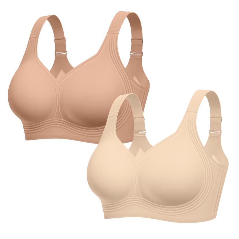 LetsJoli Bras for Women Supportive Wireless Push Up Bra Full Coverage No Underwire Seamless Plus Size for Older Women