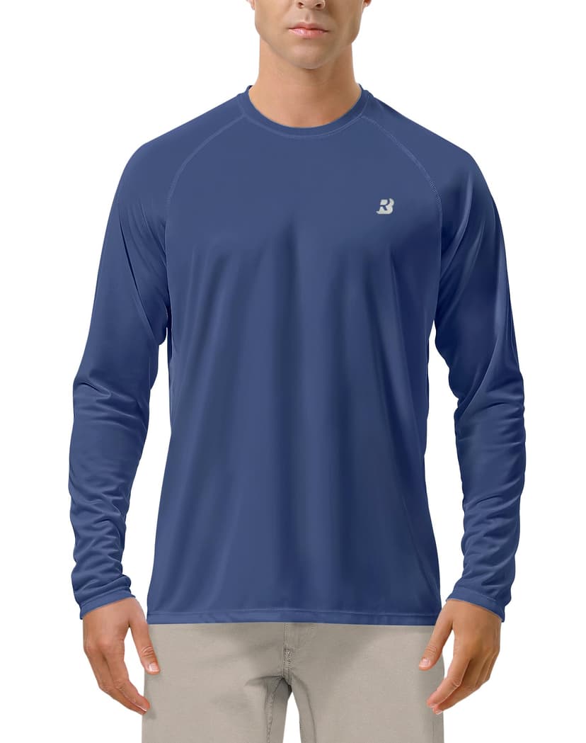 Roadbox Mens UPF 50+ UV Sun Protection Shirts Outdoor Long Sleeve SPF Rash Guard for Fishing Hiking Swimming Running