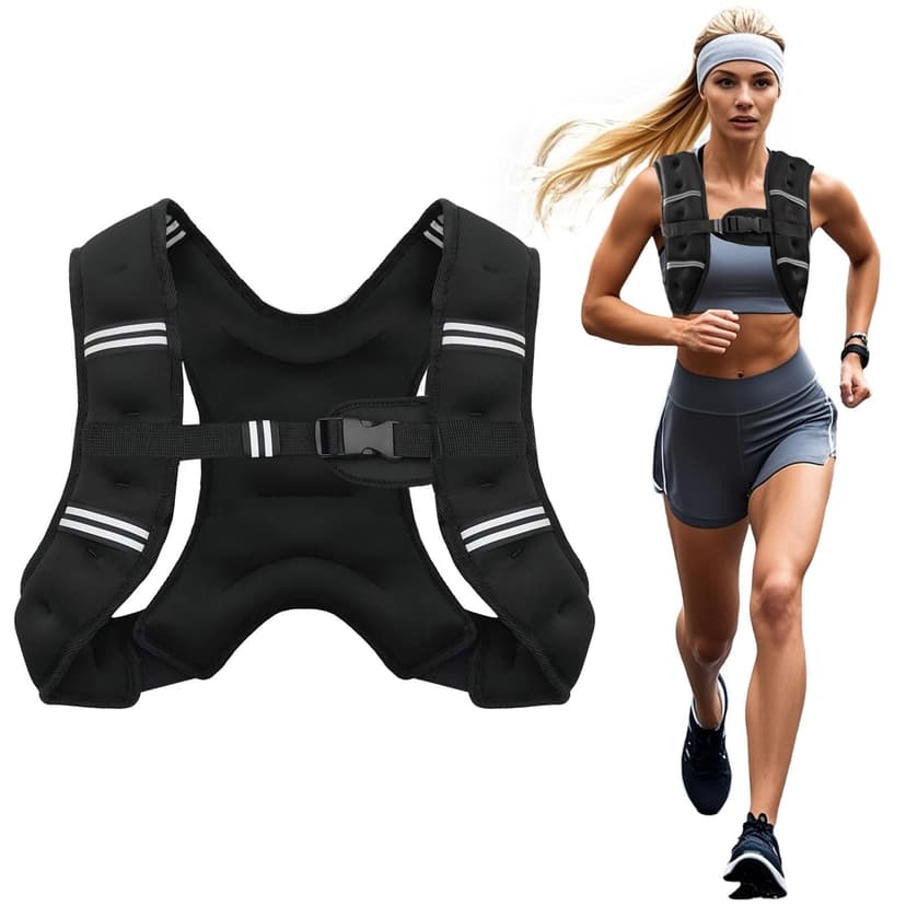Poudee Weighted Vest, 6lb/8lb/10lb/12lb/16lb/20lb/25lb/30lb Weight Vest for Men Women, Body Weight Vests Adjustable with Reflective Stripe for Strength Training, Running, Workout, Jogging, Walking