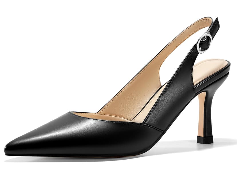 Rilista Women's Slingback Kitten Heels Closed Pointed Toe Backless Wedding Party Dress Pumps Shoes