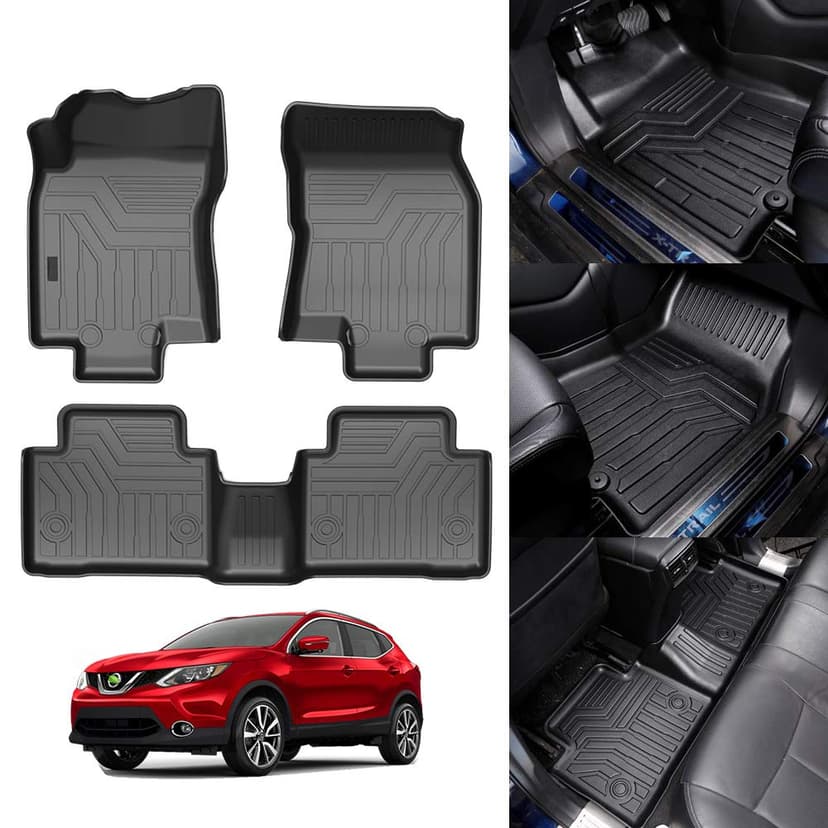 KUST Floor Mats for 2014-2020 Nissan Rogue Accessories, All Weather Car Mats Front Rear 2 Rows Liners TPE Rubber Raised Edge (Not for Sport and Select)