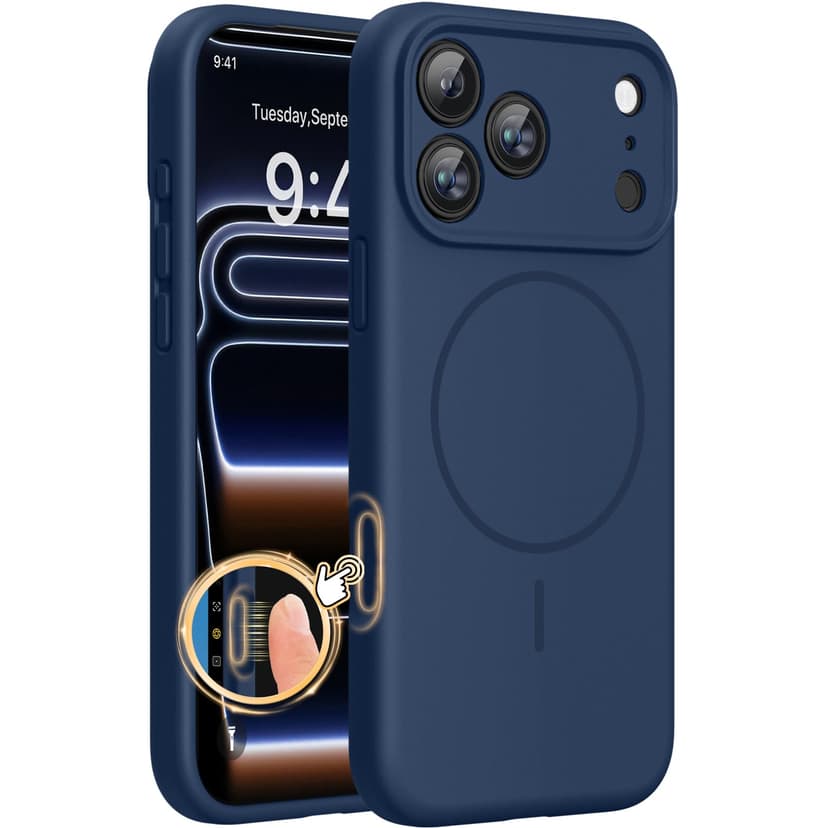 Miracase Magnetic for iPhone 17 Pro Max Case, Compatible with MagSafe, Integrated Silicone Camera Control Cover, 3.0mm Thicken Shockproof Drop Protection Phone Case for 17 ProMax, Dark Blue