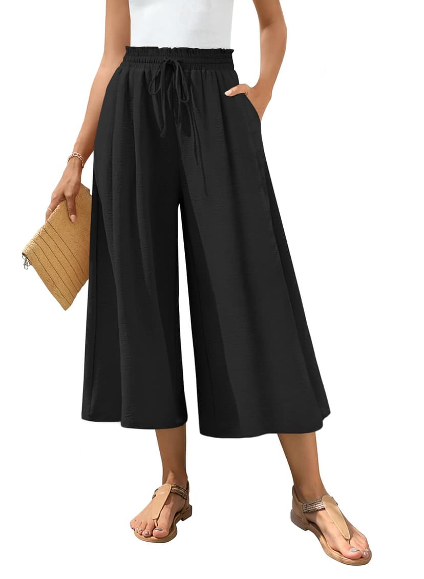 Bestbee Womens Capri Palazzo Pants Dressy Casual Wide Leg Pant Gaucho Capris with Pockets