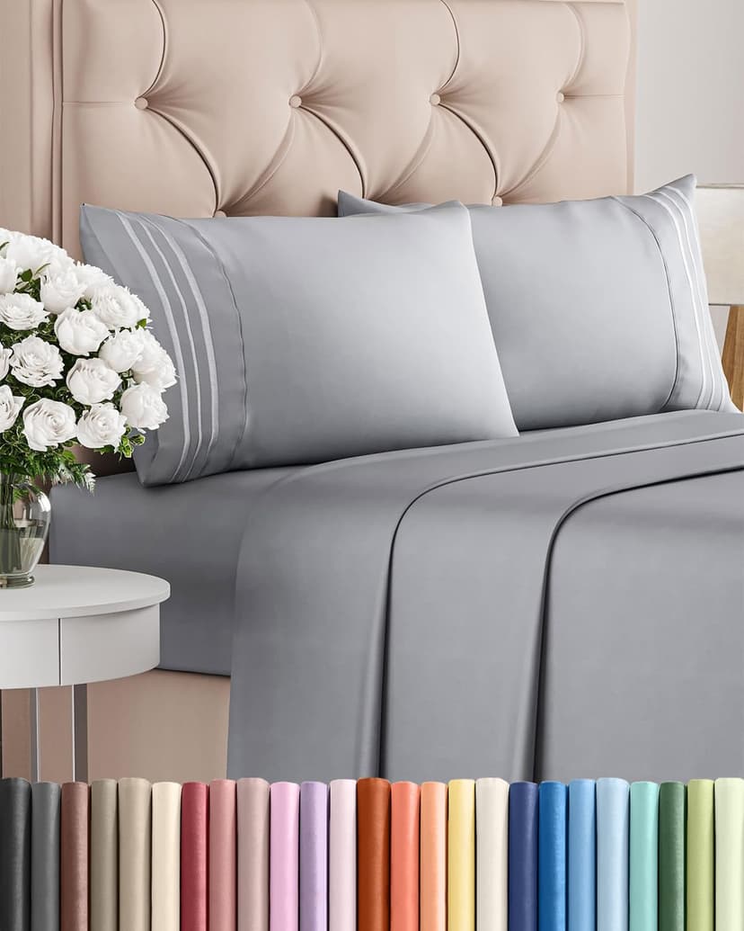 Queen Size 4 Piece Sheet Set - Breathable & Cooling Sheets - Steel Blue | Hotel Luxury Bed Sheets for Women & Men, Deep Pockets, Easy-Fit, Extra Soft and Wrinkle Free Sheets, Oeko-Tex Bed Sheet Set