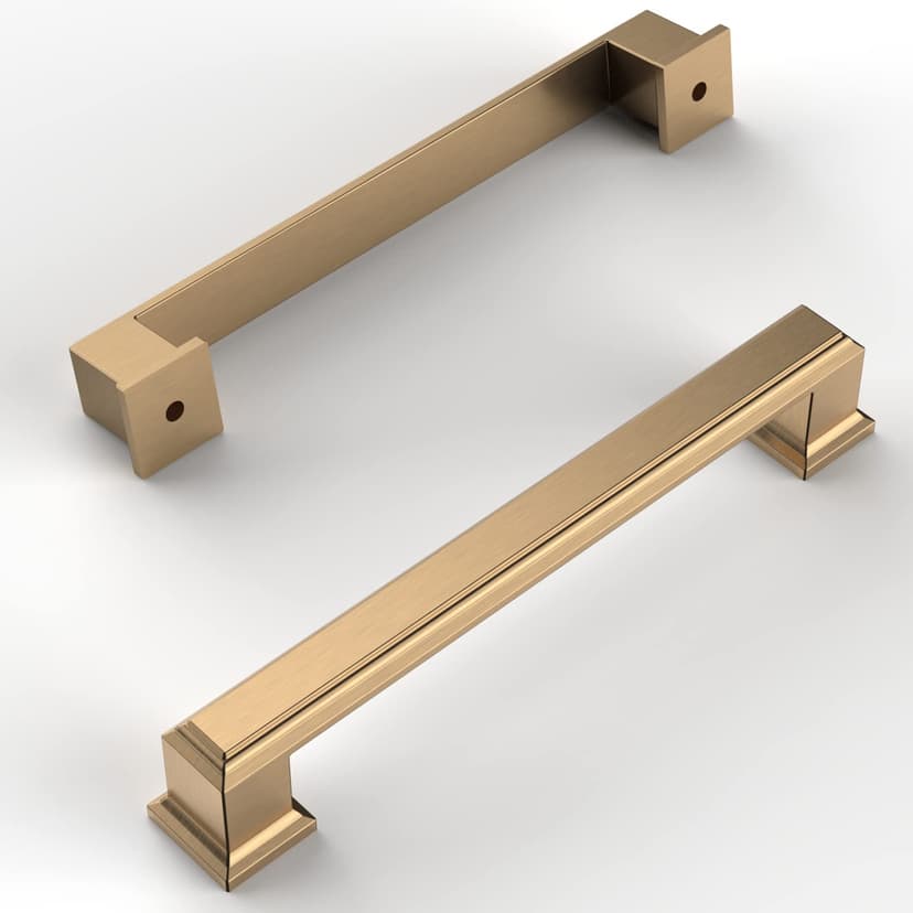 Amerdeco 10 Pack Champagne Bronze Cabinet Pulls - 5" | Cabient Hardware Kitchen Cabinet Handles for Bathroom Drawer Pulls Dresser Pulls ZH0001