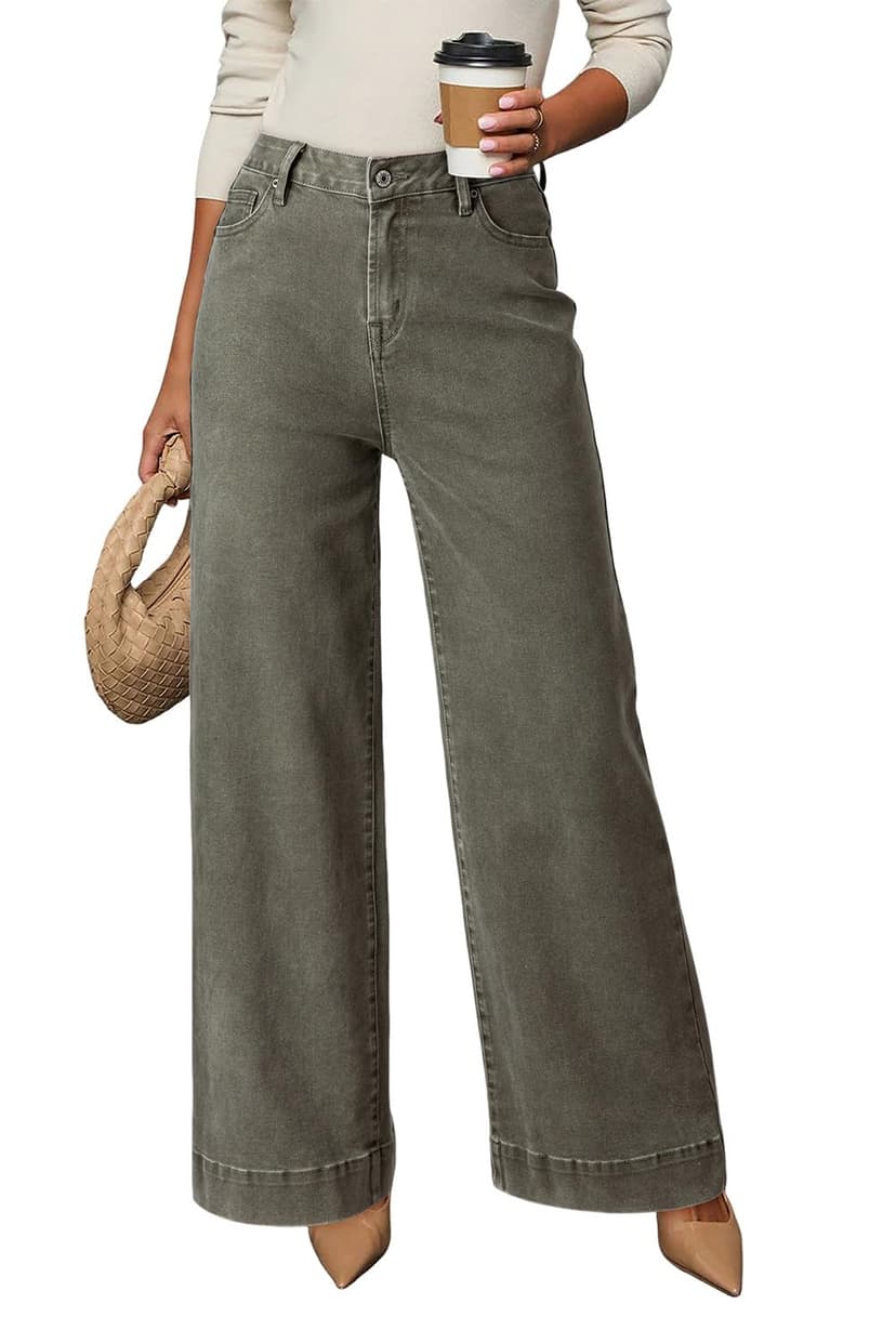 Dokotoo Women's Casual High Waisted Jeans Stretch Wide Leg Loose Denim Pant | Baggy Jeans Women, Stretchy Straight Leg Pants, High Waisted Jeans for Women, Loose Fit, Casual Wear