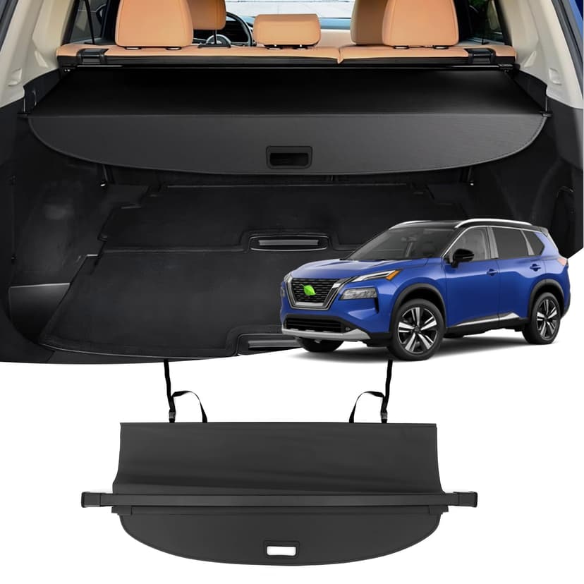 Powerty Cargo Cover for Nissan Rogue 2026 2021-2025 Platinum S SL SV, Trunk Cover Retractable Trunk Shielding Shade Rogue Accessories Cargo Luggage Cover No Gap(Not for Rogue Sport/Select)