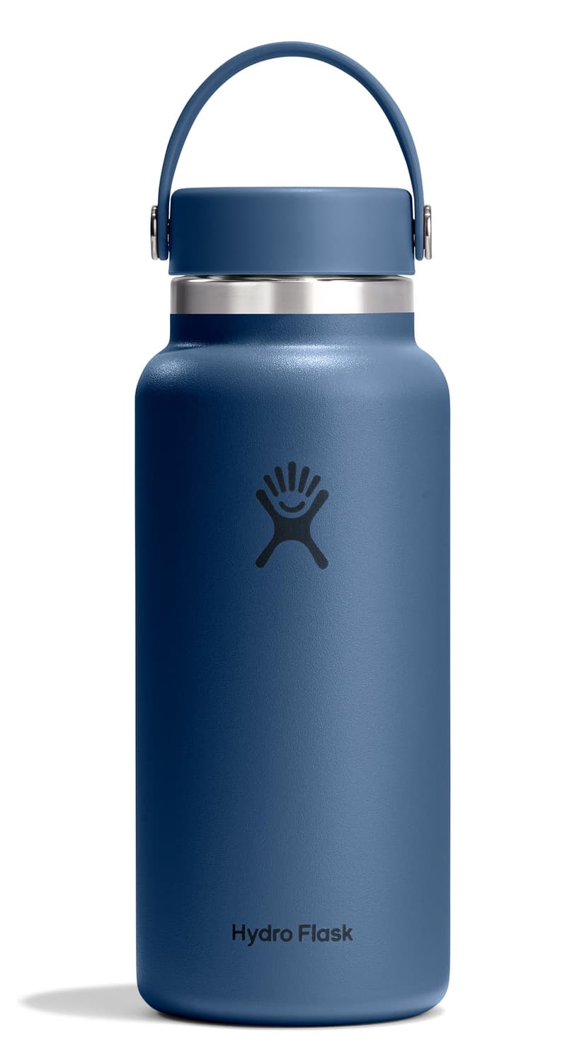 Hydro Flask Water Bottle - Insulated Stainless Steel - Wide Mouth Flex Lid, Non Spill, Leakproof and Refillable in 32 Oz Harbor Blue