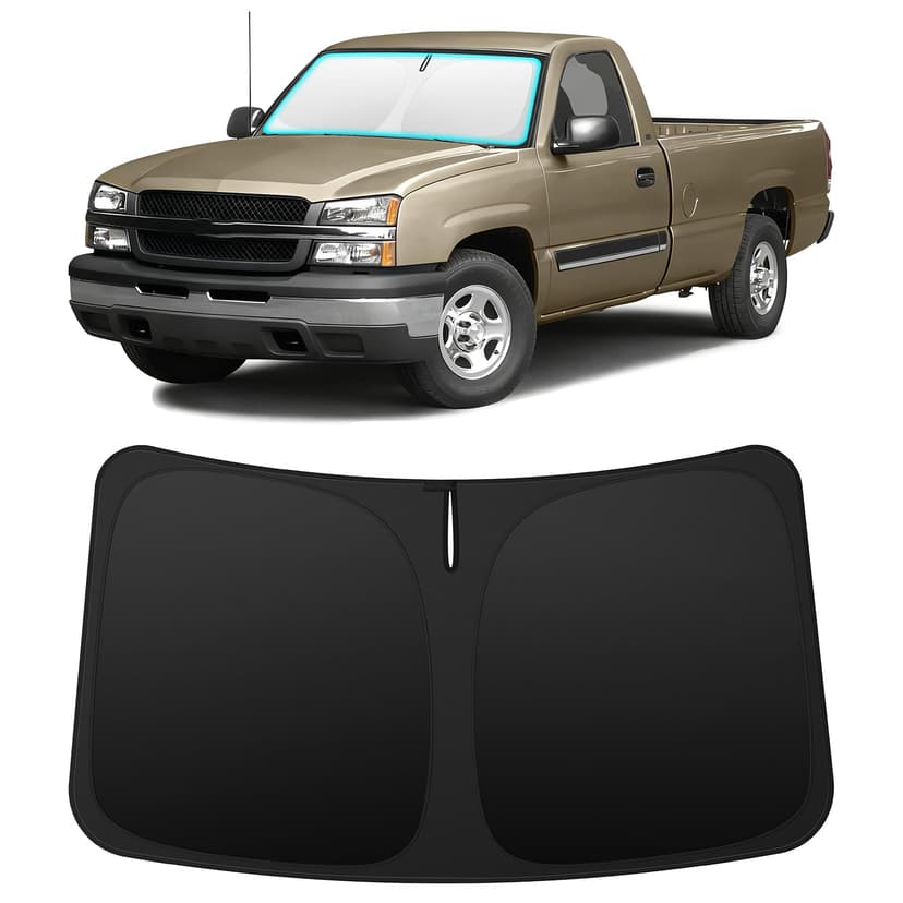 INSAUTO Windshield Sun Shade for Chevrolet Silverado/GMC Sierra 1999-2006 | Foldable Front Window Sunshade Car Accessories, UV & Heat Reflector, Keeps Interior Cool, Includes Storage Bag