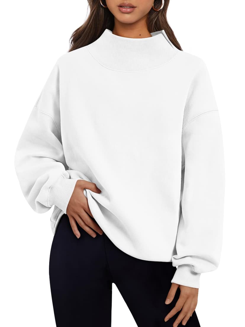 Trendy Queen Womens Mock Neck Sweatshirts Oversized Pullover Fall Outfits | Fall Fashion Clothes 2026,Teacher Outfits,Long Sleeve Tops,Comfort Soft Fleece,Casual Lounge Travel Work Hiking Outfit