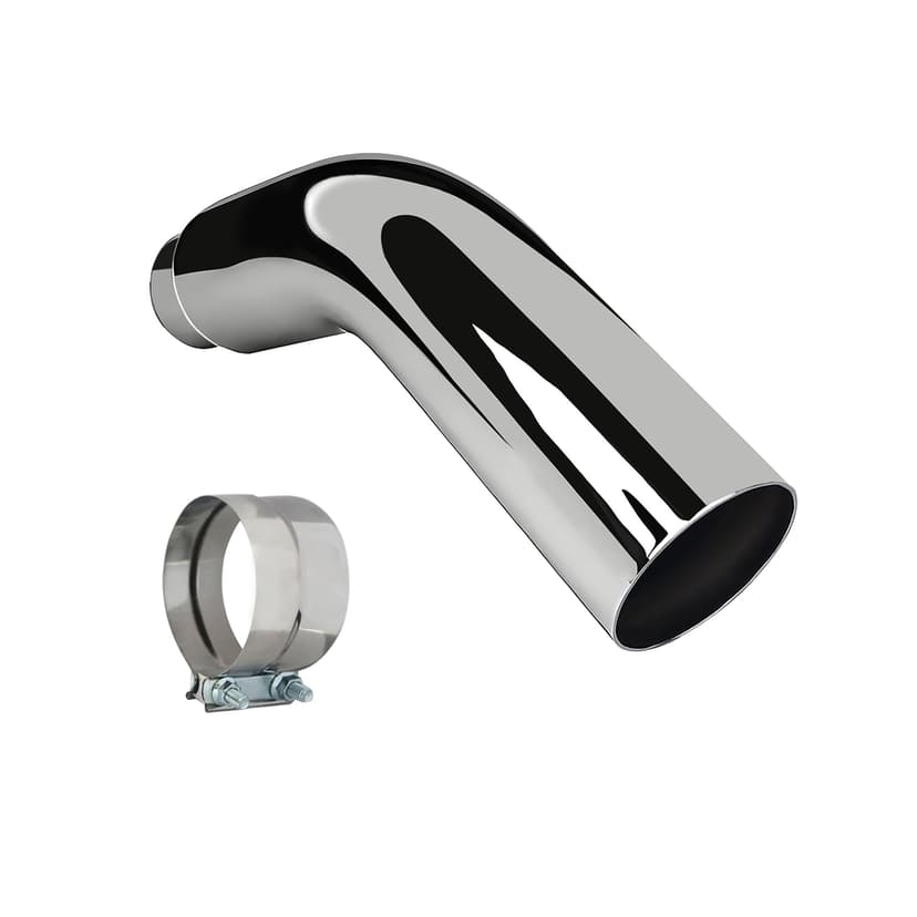 Universal 4" to 6" Exhaust Elbow Pipe with Steel Clamp - Silver Chrome or Black Painted for Car, Truck & Diesel