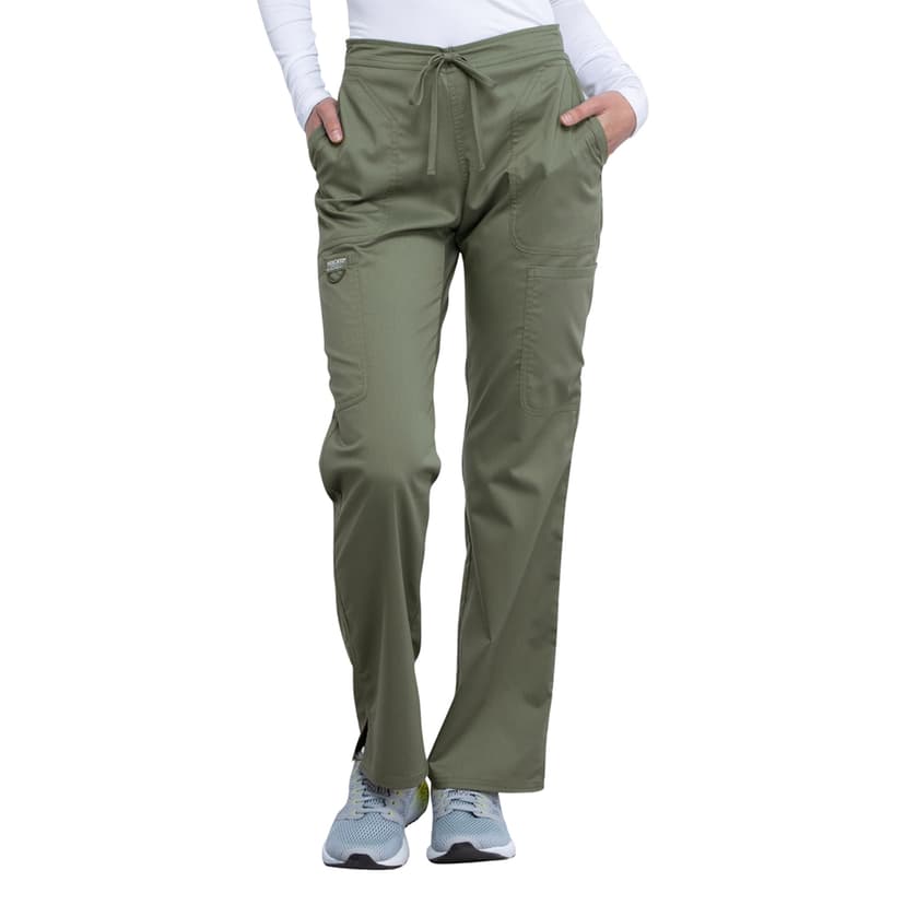 Cherokee Scrub Pants for Women Mid Rise Flare Yoga Scrubs Pant, 2-Way Stretch Drawstring Medical Bottoms, 5 Pockets-WW120