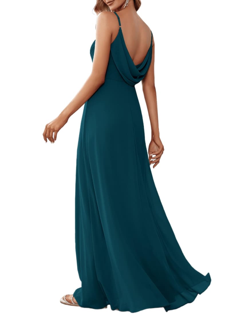 Ever-Pretty Women's Summer Backless Spaghetti Strap Chiffon Bridesmaid Dresses Empire Waist Formal Wedding Guest Dress