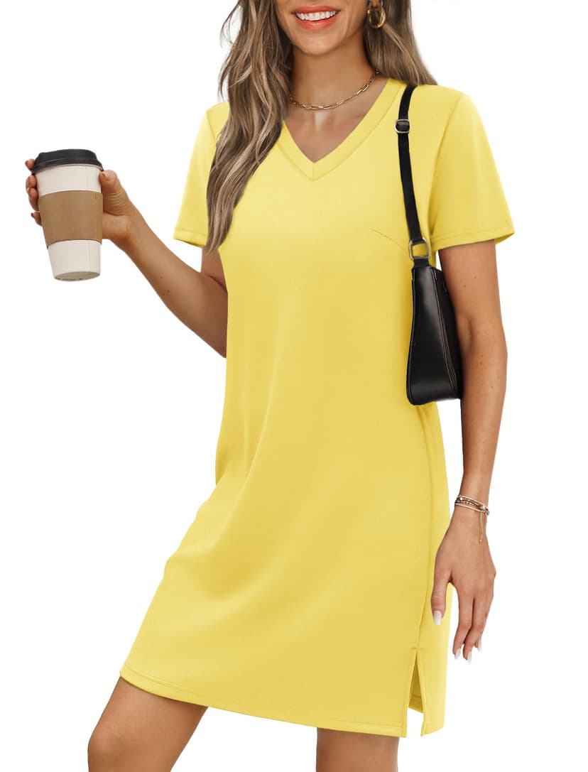 RUMIA Summer Dresses for Women 2026 V-Neck Casual Sundresses T-Shirt Dress