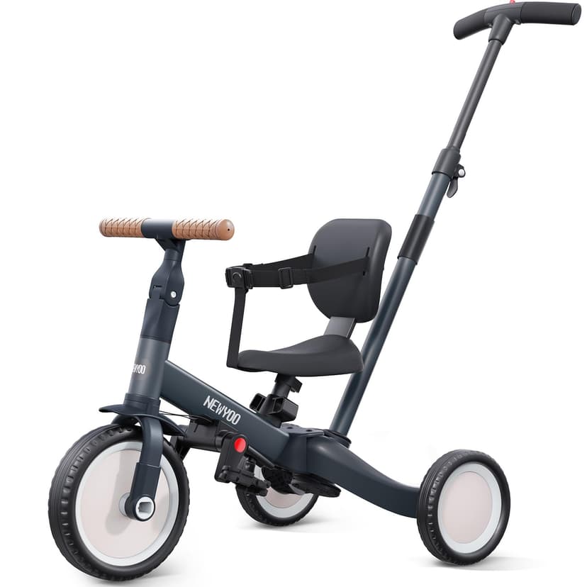 newyoo TR007 5-in-1 Tricycle for Toddlers 1-3, Toddler Bike, Birthday Gift | Toddler Trike with Push Handle Lets Parents Steer and Converts to Balance Bike, Fun Outdoor Toy for Boys and Girl, Dark Gre