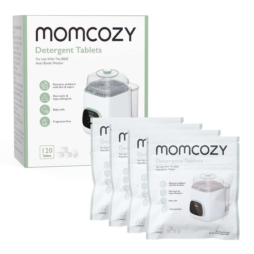 Momcozy Official Detergent Tablets for Momcozy Bottle Washers, 120 Tablets | Remove Stubborn Milk Residue and Odor, Safe and Powerful Cleaning