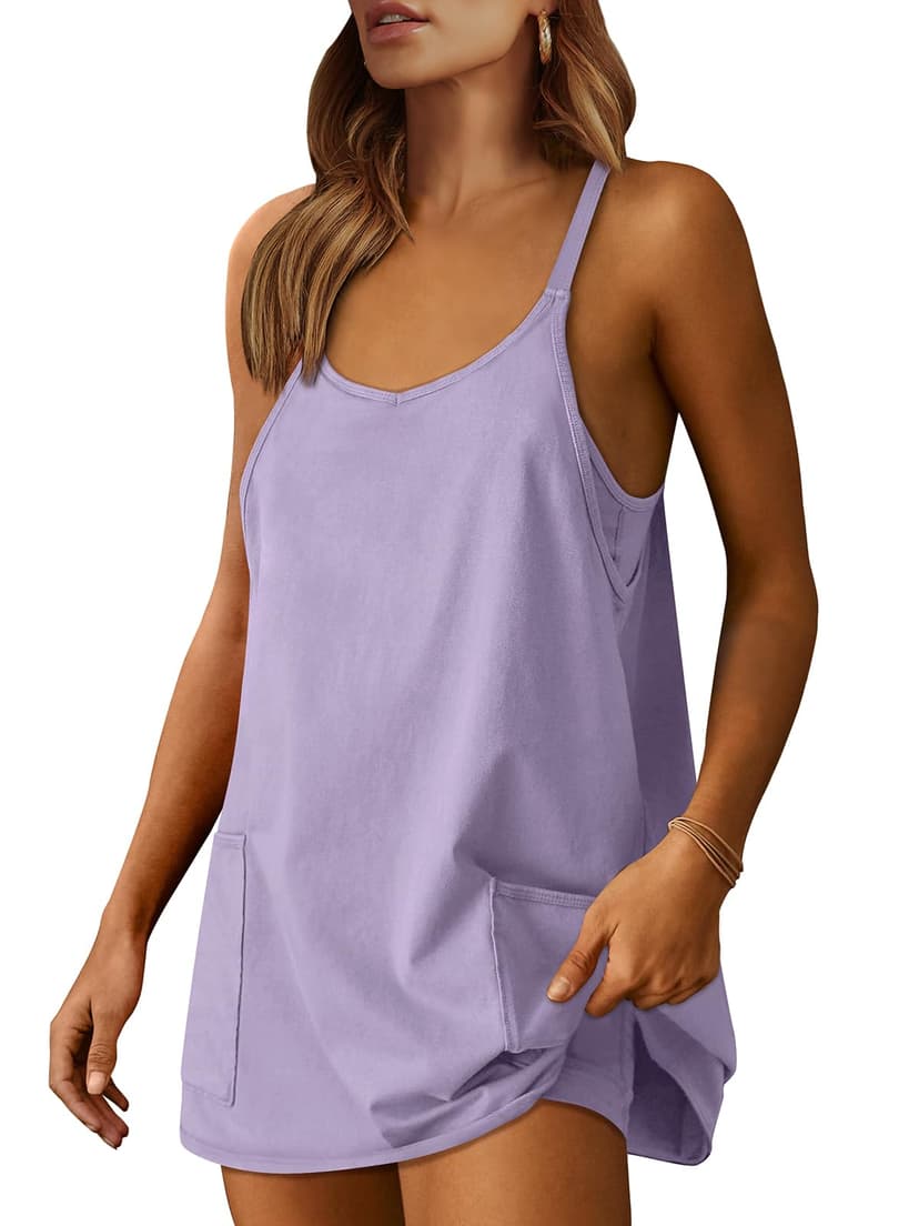 ANRABESS Women Athletic Dress Summer Tennis Workout Active Sports Mini Romper Dress Built in Shorts Travel Vacation Clothes
