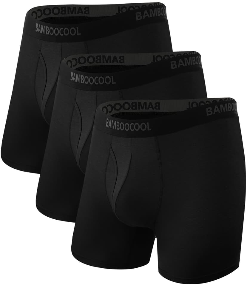 BAMBOO COOL Men's Underwear Breathable Boxer Briefs with Fly Moisture-Wicking Lightweight Underwear 7-Pack