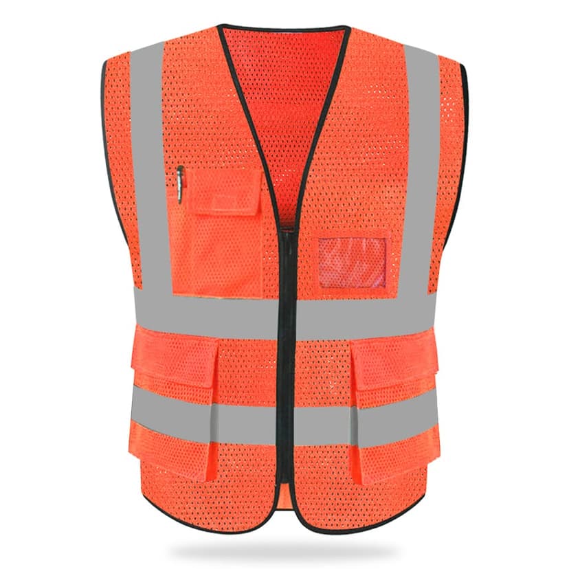 HYCOPROT High Visibility Mesh Safety Reflective Vest with Pockets and Zipper, Meets ANSI/ISEA Standards