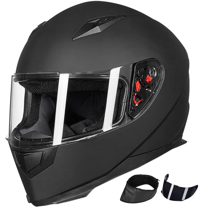 ILM Full Face Motorcycle Street Bike Helmet with Removable Winter Neck Scarf + 2 Visors DOT Model ILM-313