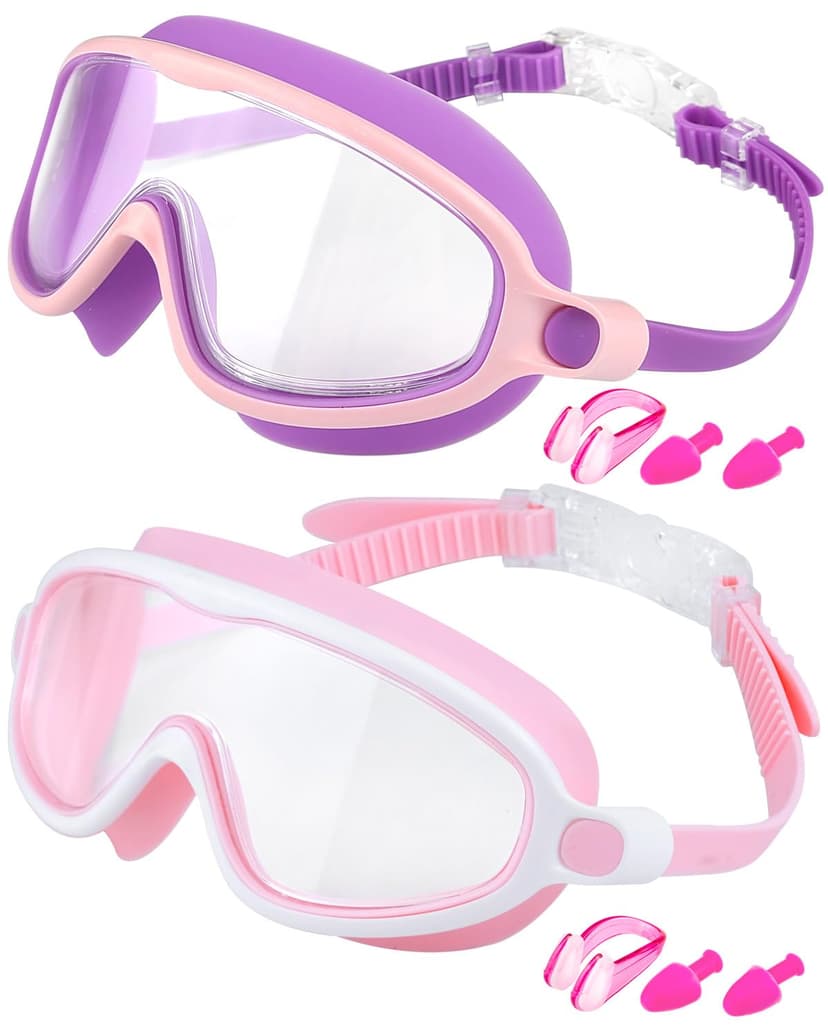 Rantizon Swim Goggles 2 Pack, Wide View Anti Fog&UV Swimming Goggles for Audlt, No Leak Pool Beach Essentials for Men Women
