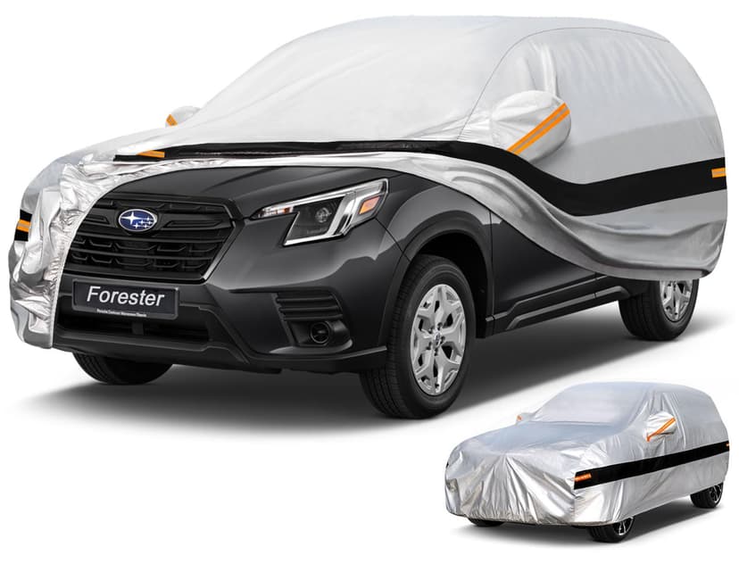 Holthly 10 Layers SUV Car Cover Custom Fit for Subaru Forester (1998-2024) Waterproof All Weather for Automobiles, Outdoor Full Cover Rain Sun UV Protection.Silver