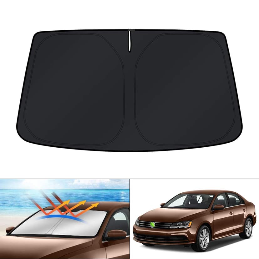 KUST Windshield Sun Shade for 2011-2018 Volkswagen VW Jetta Accessories Sunshade Foldable Window Sun Visor Protector Blocks UV Rays Keep Your Car Cooler