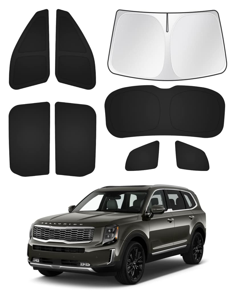 Canvcle Windshield Sun Shade for 2020-2025 2026 Kia Telluride Accessories Sunshade Side Rear Window Shade Cover Window Sun Visor Shield Privacy Protection Keep Vehicle Cool Black 8PCS