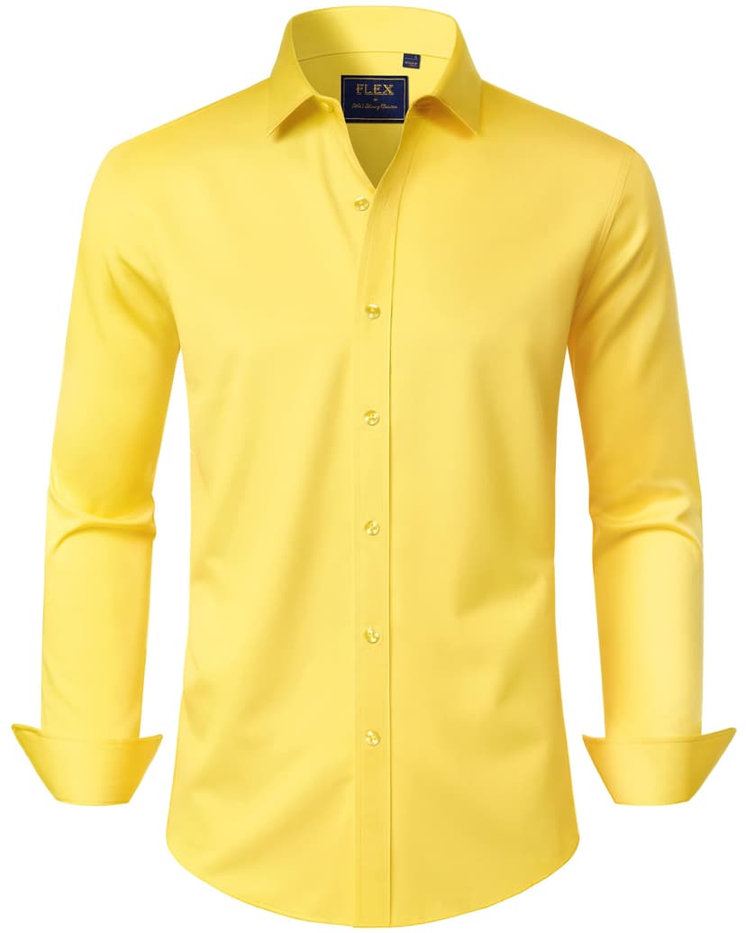 J.VER Men's Dress Shirts Solid Long Sleeve Stretch Wrinkle-Free Formal Shirt Business Casual Button Down Shirts