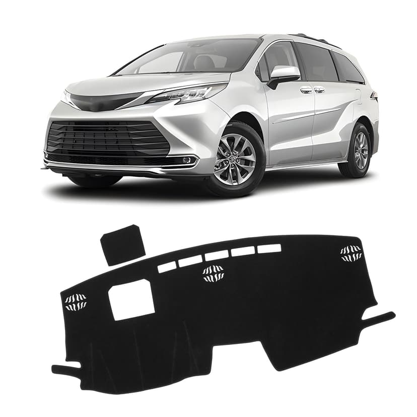 KUST Black Dash Cover for Toyota Sienna 2021-2024 2025 2026 (with HUD) (Not fit for 2026 Sienna Without HUD) Non-Slip Dashboard Cover Polyester Accessories for Sienna Custom Fit Dash Mat No Glare