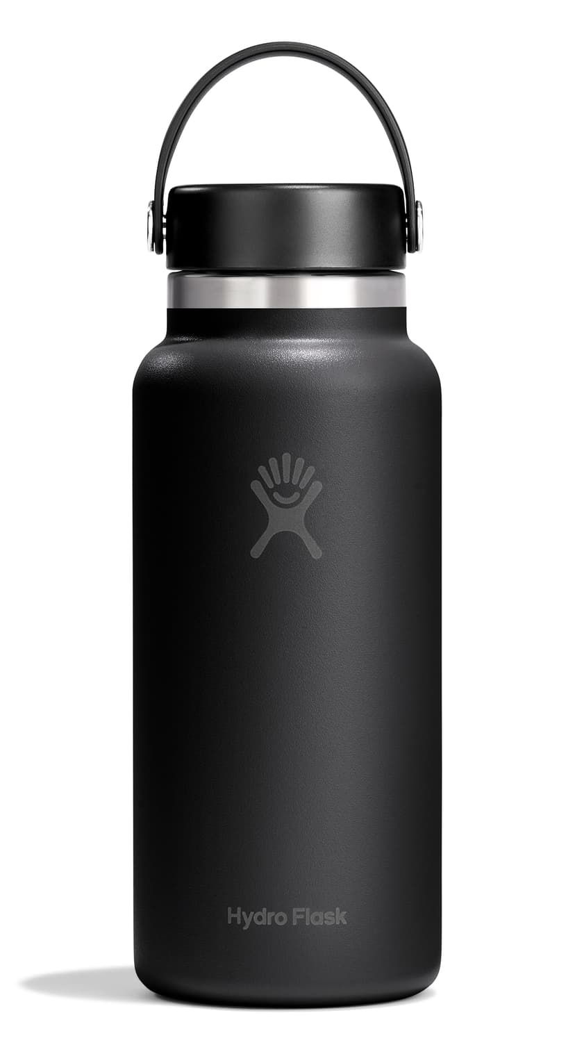 Hydro Flask Water Bottle - Insulated Stainless Steel - Wide Mouth Flex Lid, Non Spill, Leakproof and Refillable in 32 Oz Tonal Black