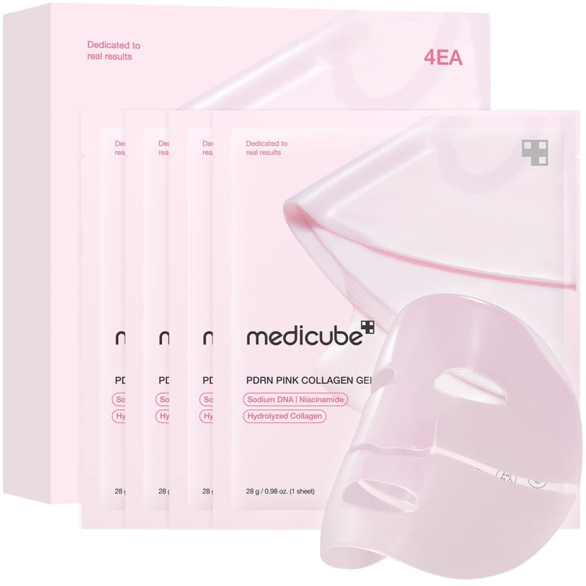 medicube Jelly Gel Mask with Salmon DNA PDRN Pink Collagen, 4EA | Overnight Face Mask for Glass Glow Skin - Elasticity, Hydrating, Firming and Moisturizing, Korean Skincare, 28g x 4ea