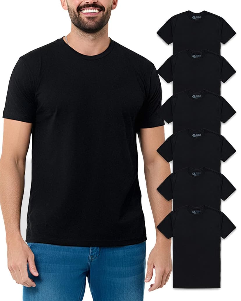 Mens T Shirts Soft Cotton Crew Neck Athletic Fit Casual Tees S-4XL | Soft cotton blend casual tee shirts with 4-way stretch - tag-free athletic fit for gym, work & casual wear. A go-to gift.