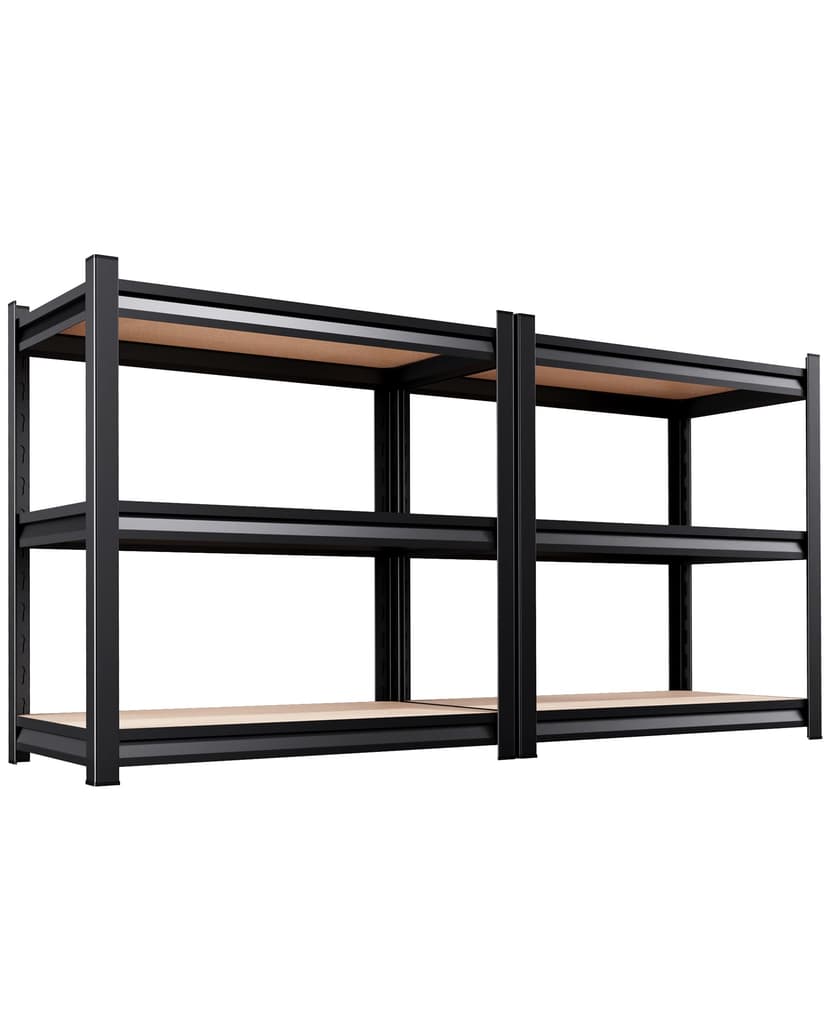 Set of 2 Garage Shelving,3 Tier Garage Storage Shelves,Adjustable Heavy Duty Metal Shelving Units and Storage Large Rack,Utility Steel Shelf For Shop Warehouse Industrial Pantry Basement 33"x35"x16"