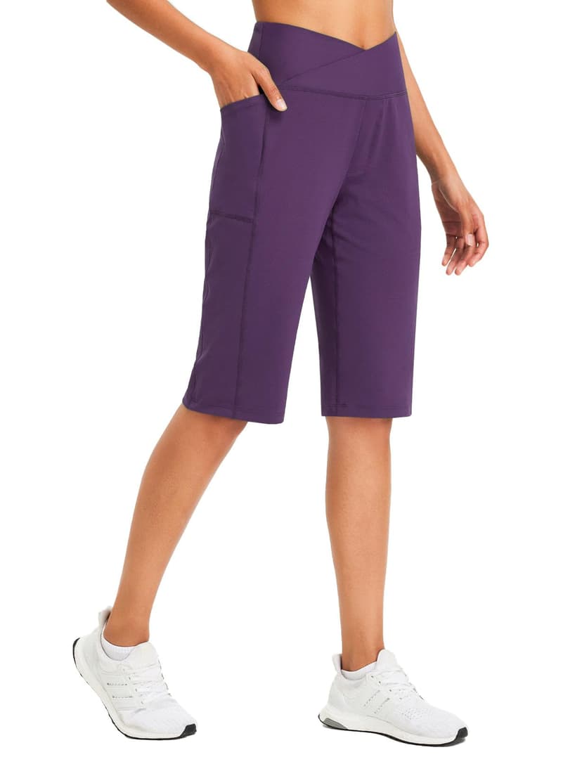 baleaf Womens Bermuda Long Shorts 14" Knee Length Capris High Waisted Athletic Shorts with Pockets Summer Stretch Loose