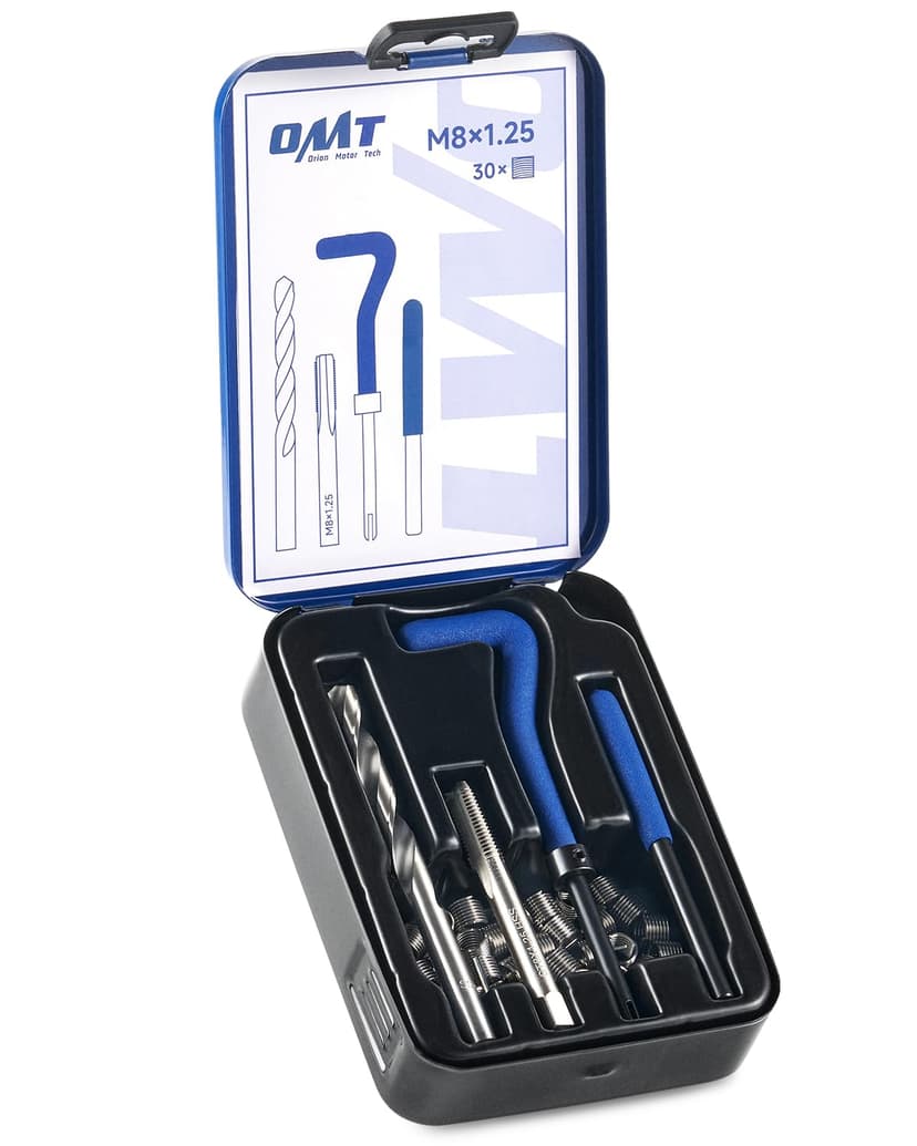 Orion Motor Tech Thread Repair Kit, M8x1.25 Thread Repair Tool with HSS Drill Bit & 30 Thread Inserts, Metric Thread Repair Installation Kit for Rethreading Internal Threads with Carry Case