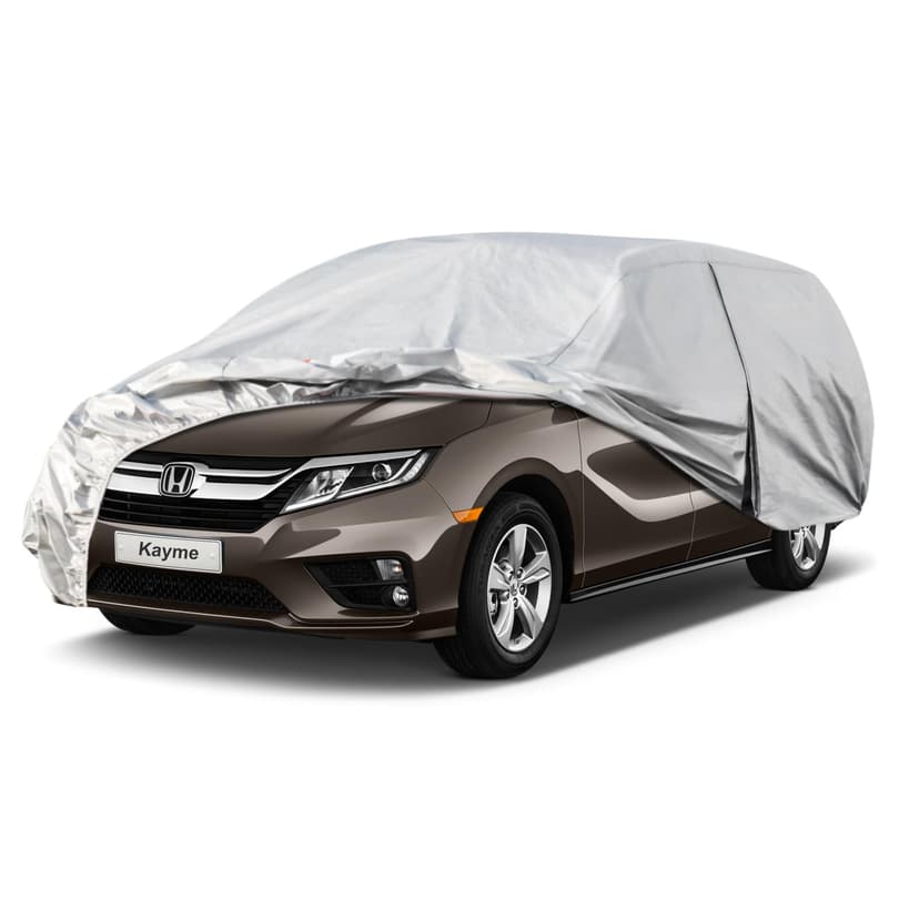 Kayme 6 Layers Car Cover Custom Fit for Honda Odyssey (1999-2025) Waterproof All Weather for Automobiles, Outdoor Full Cover Rain Sun UV Protection.Silver