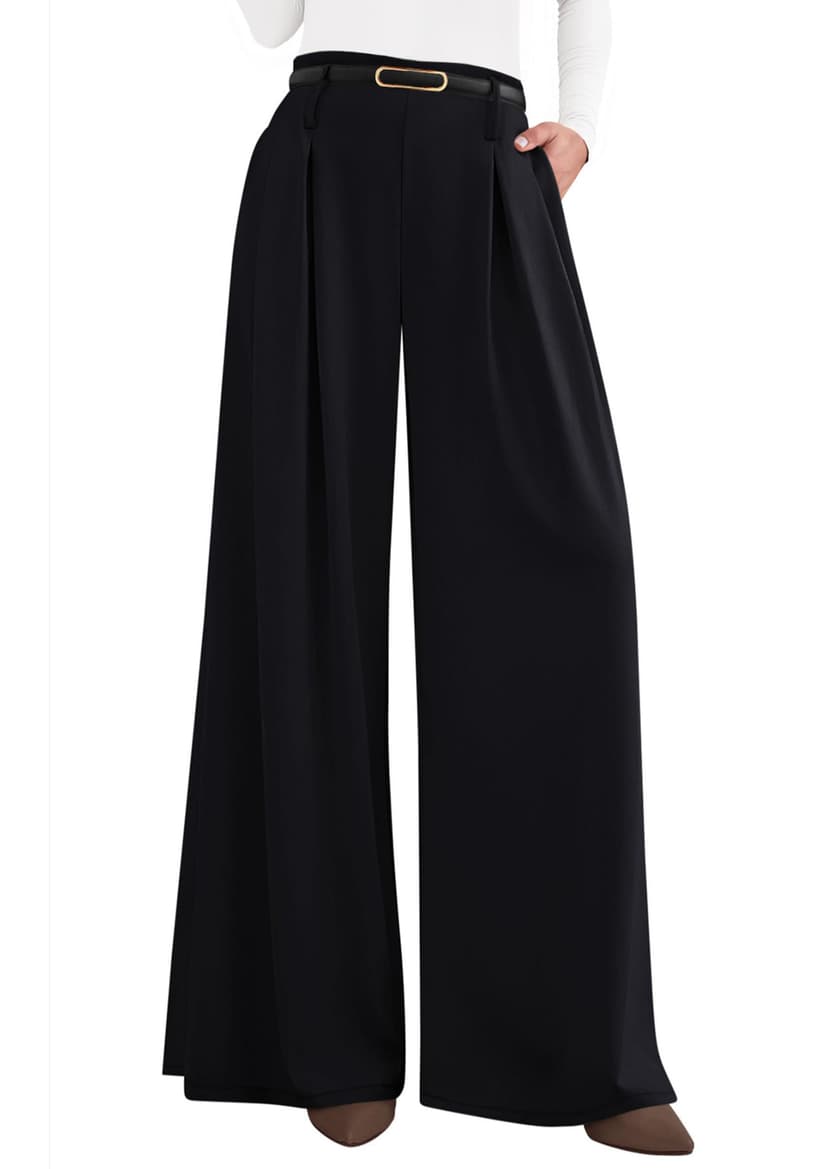 PRETTYGARDEN Womens Wide Leg Trousers 2026 Elastic High Waisted Dress Pants Pleated Slacks Flowy Business Work Palazzo Pants