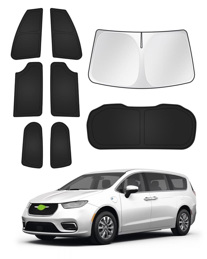 Canvcle Sunshades for Chrysler Pacifica 2017-2025 2026 Accessories Windshield Sun Shade Side Rear Window Shade Cover Sun Visor Shield Privacy Protection Keep Vehicle Cool Black 8PCS