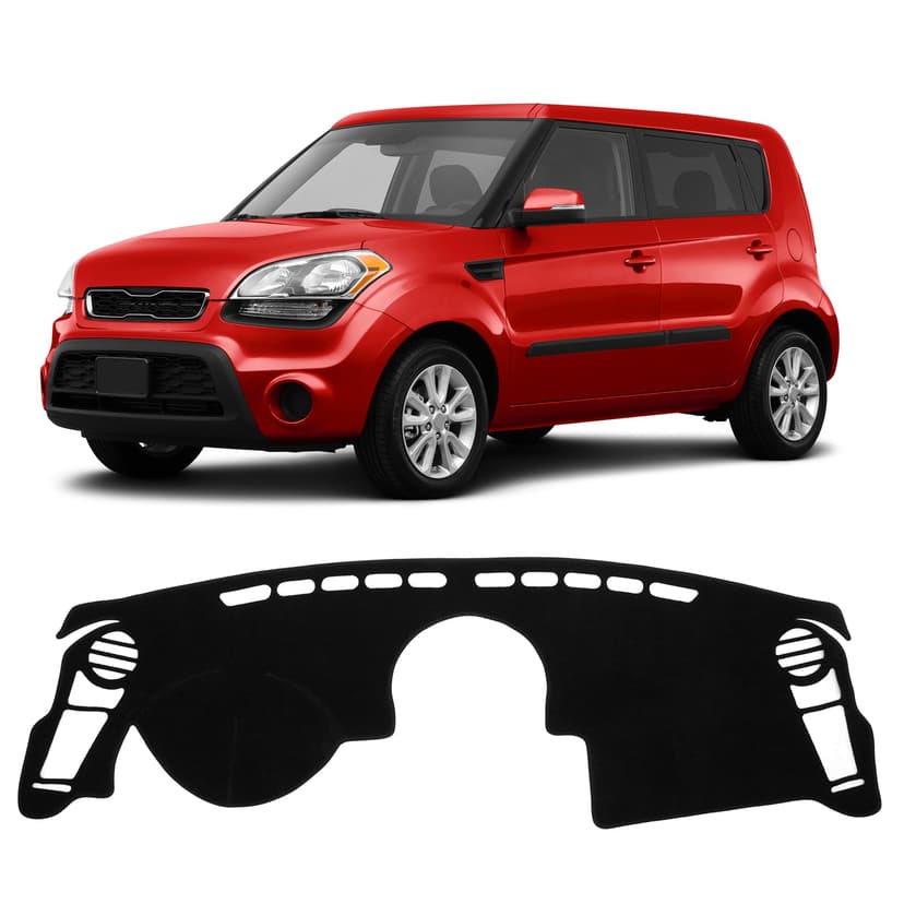 KUST Black Dash Cover Compatible with 2010-2013 Kia Soul Polyester Dashboard Cover Left Hand Drving Dash Carpet Non-Slip Dash Protector Interior Accessories for Soul Custom Fit Dash Mat No Glare