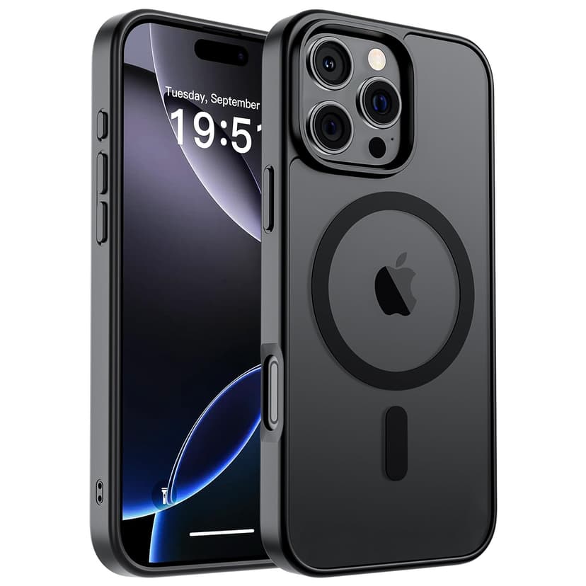 SUPFINE Magnetic for iPhone 16 Pro Max Case (Compatible with MagSafe) (Military Grade Drop Protection) Translucent Matte Shockproof Phone Cover, Black
