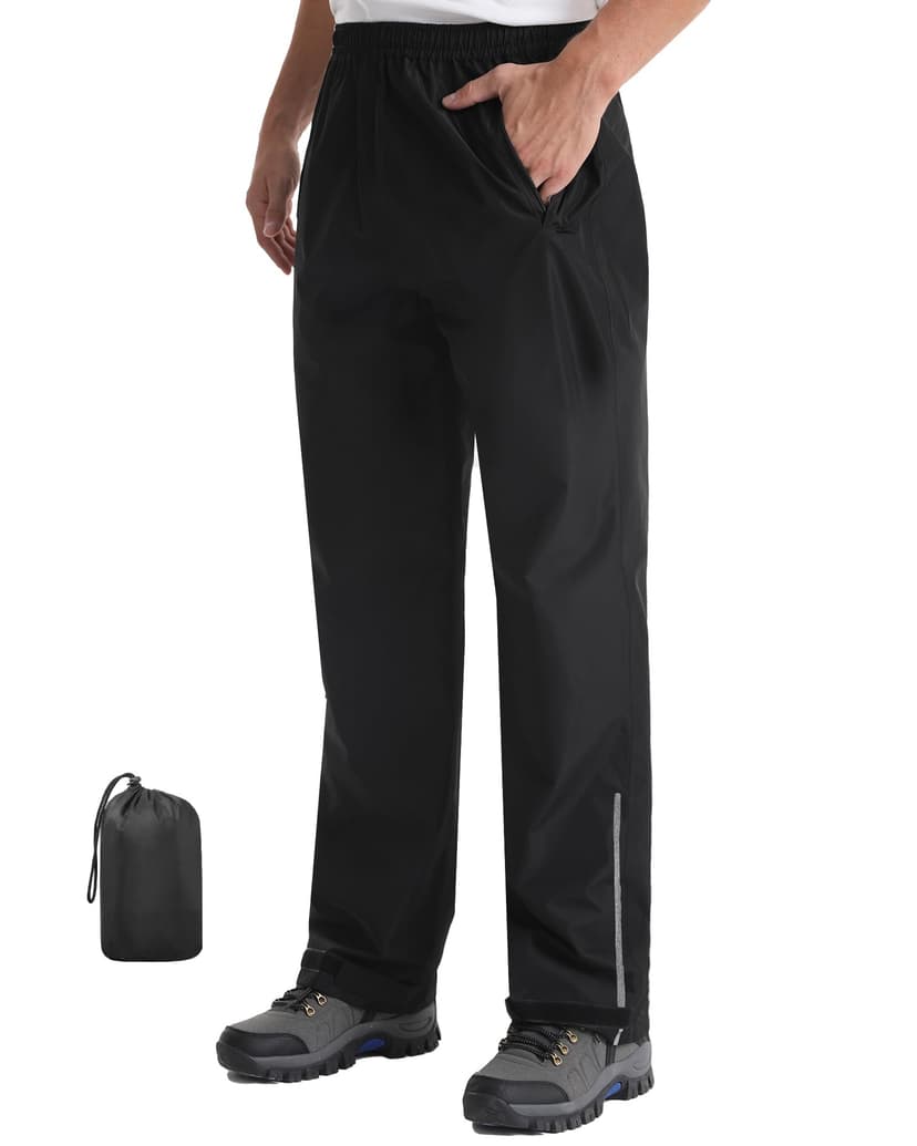 iCreek Men's Packable Rain Pants Waterproof Lightweight Over Pants Windproof Outdoor Pants for Fishing Golf Hiking