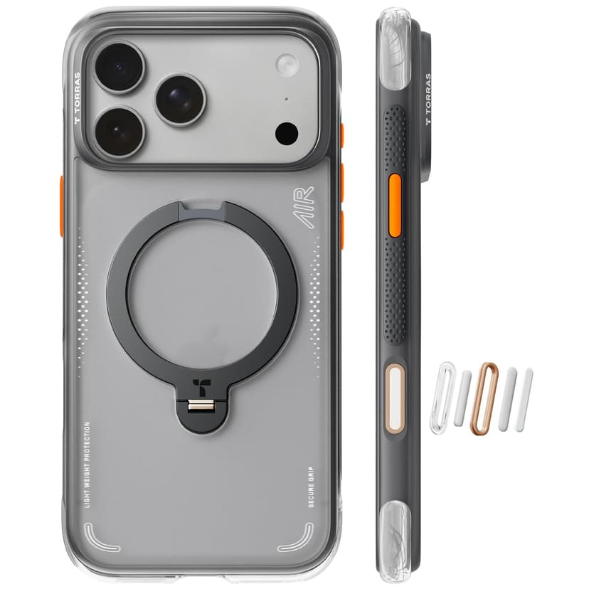 TORRAS Ostand Q3 Air for iPhone 17 Pro Max Case with 360 Magnetic Stand, Fit for MagSafe, Mil-Grade Drop Tested, Camera Control Button, Shockproof Phone Case for iPhone 17 Pro Max 6.9", Shadow Black