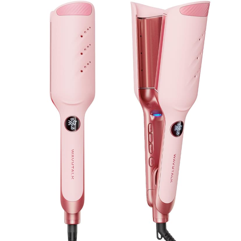 Wavytalk Power Wave Hair Crimper, Curling Iron Hair Crimper Waver, Ventilation Design for Less Damage, Ionic Reduces Frizz, Effortless-Waver, Dual Voltage Crimping Iron, Pink