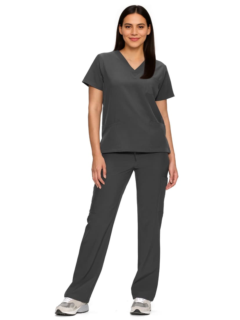 Scrubs for Women Set, V-Neck Top & Straight Leg Pants with 11 Pockets | Easy Care, Water Resistance, Shift Utility, For Nurses, Clinics, Hospital Uniforms, Long Workdays, Daily Wear